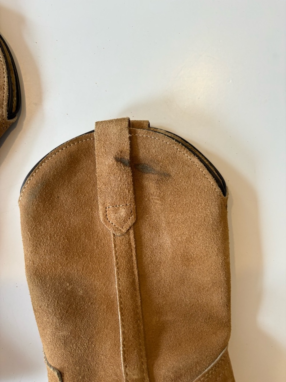 FRYE || 1980s Vintage Western Boots Heeled Suede‎ Tan 5.5 - Picture 3 of 10